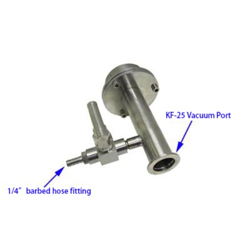 Right side flange with KF-25 port&amp; 1/4&quot; barbed hose fitting for 2&quot; Tube - EQ-FL-50KF25-FT(R)