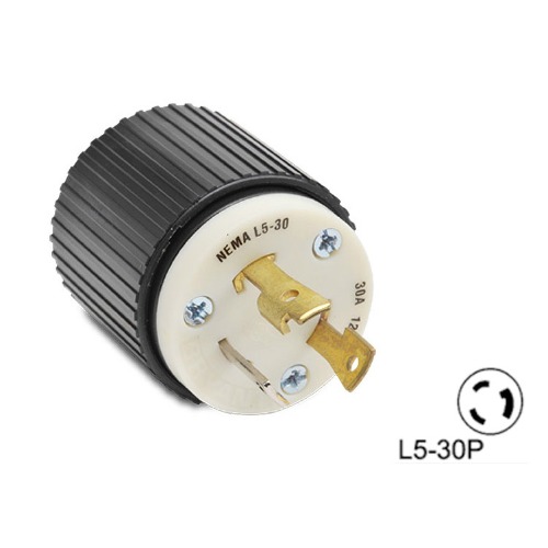 NEMA L5-30P Twist-Lock Plug. 30 Amp 125 Volt Nylon Housing