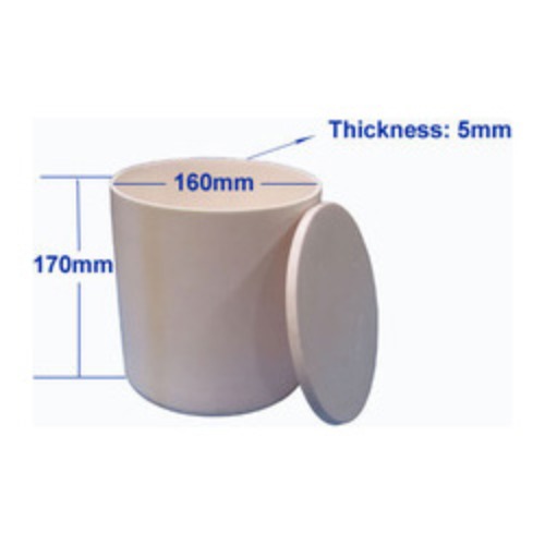 Alumina Crucible: High Purity 160 dia. x 170 H mm ( 3 Liter ) Cylindrical with Cover - EQ-CA-D159H175