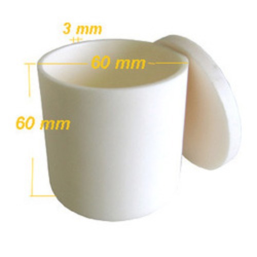 Alumina Crucible: High Purity 60 dia. x 60 H mm (140 ml) Cylindrical with covering lid - EQ-CA-D60H60