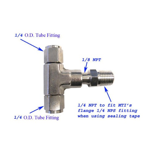 Tee Type with Two 1/4&#039;&#039; Tube Fittings - EQ-TVF-1/4