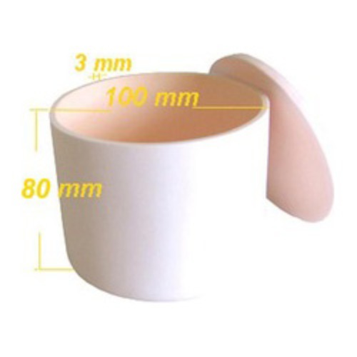 Alumina Crucible: High Purity 100 dia. x 80 H mm (530 ml ) Cylindrical with Covering lid - EQ-CA-D100H80