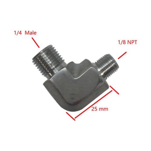 SS Right angle external screw connection G1/4 to NPTM1/8(Male),EQ-RE-1/4-1/8