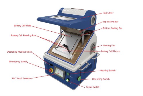 4-in-1 Sealer for Top/Side &amp; Vacuum Standing, Sealing, &amp; Purging for Pouch Cell (180x160mm) - MSK-115A-MS
