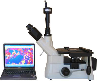 Professional Inverted Metallurgical Microscope with Polarizing + 3.0 MP Digital Camera 40X-1000X - EQ-MS-XJM413H-3M 