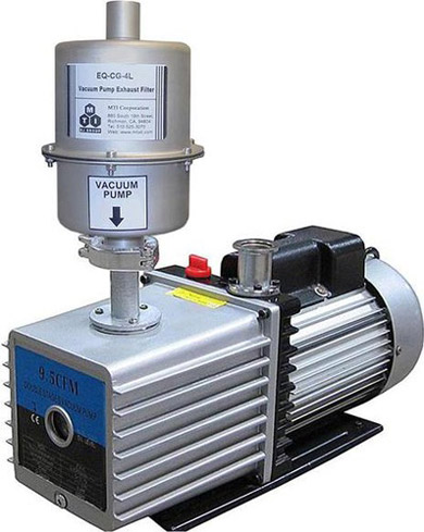 Double Step Rotary Vane Vacuum Pump, 226L/m, with Exhaust Filter &amp; KF-D25 Inlet - EQ-2TW-4C