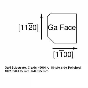 GaN -Single Crystal Substrate (0001), 10x10x0.475 mm , N- type, 1SP