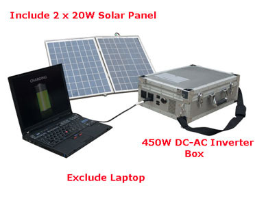 Wagan 2548 Solar e Power Case (2 x 20W Solar Panel + 450W AC-DC Inverter )