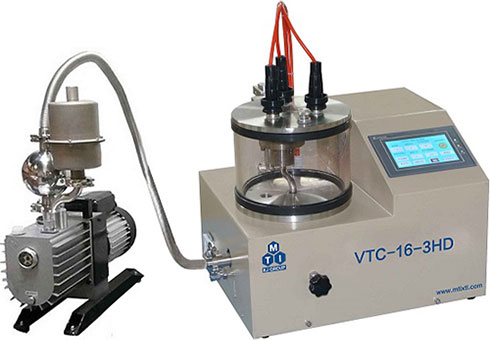 3 Rotary Target Compact Plasma Sputter Coater w. Substrate Heater ( 500°C) &amp; Touch-Screen Controller - VTC-16-3HD