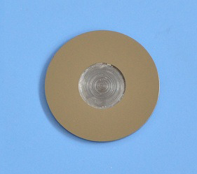 Zero Diffraction Plate for XRD sample: 24.6 Diax1.0 t mm with Cavity 15 ID x 0.5 mm, Si Crystal, SiZero24D10C1-cavity-