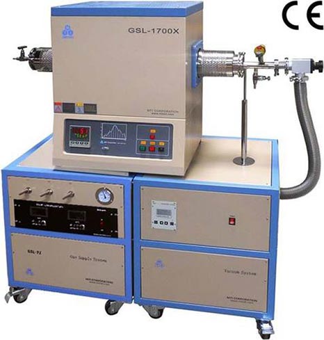 1700°C  4 &amp;quot; Tube Furnace with High Vacuum System (10^-5Torr) and (2-4 chs optional) MFC Gas Mixer - GSL-1700X-4-HVC