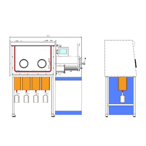 Customized Hi Through-Put Quenching Tube Furnaces (4 or 8) (1350C Max.) Connected to Glove-box with O2 &amp; H2O Purification System - GSL-1350X-4-VGB