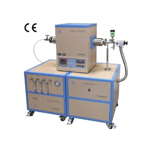 1700°C Single Zone Alumina Tube Furnace with 3 Channel Gas Mixer, Vacuum Station, and Anti-Corrosive Vacuum Gauge - GSL-1700X-F3LV series