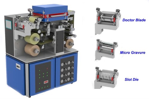 Small Roll to Roll Coater w/ Optional Coating: Blade, Slot Die, Micro Gravure &amp; Laminating - MSK-AFA-MC200-LD