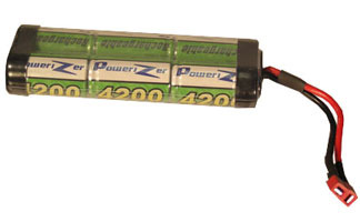 NiMH Battery Pack: Powerizer 7.2V 4200mAh (Flat) with Dean Connector for RC-10 Cars