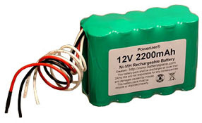 NiMH Battery Pack: 12 V 2200mAh (10xAA) with Thermistor
