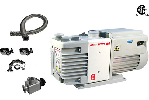 Compact Turbomolecular Vacuum Pump Station (up to 1E-7 mbar) with Gauge,  Ball Valve & SS Bellows - Made in Germany - EQ-PV-HVS